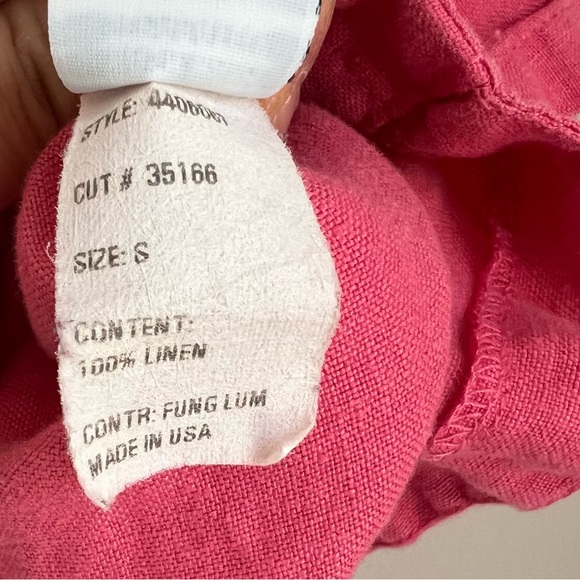 CutLoose Short Sleeve 100% Linen Button Down Top Crop - Picture 4 of 5